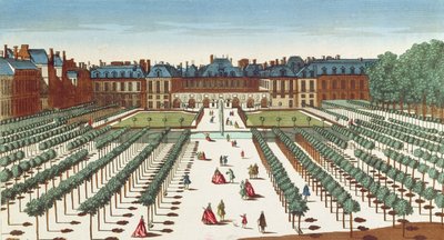 Vista en perspectiva del Palais Royal desde los jardines de French School